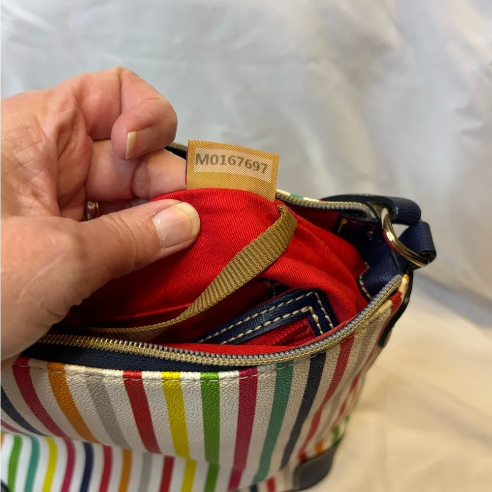 Dooney and Bourke Navy Trim Multicolor Stripe Crossbody Bag - Picture 7 of 8